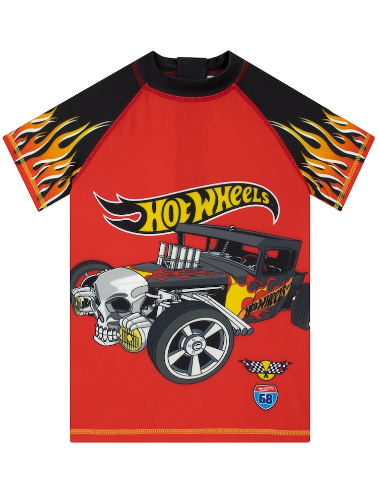 Character Red Hot Wheels Rash Guard And Swim Shorts - Image 2 of 12