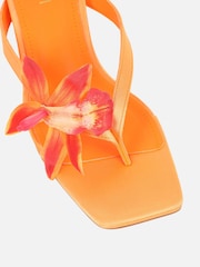 Simmi London Orange Ruby Flower Detail Mules - Image 4 of 4