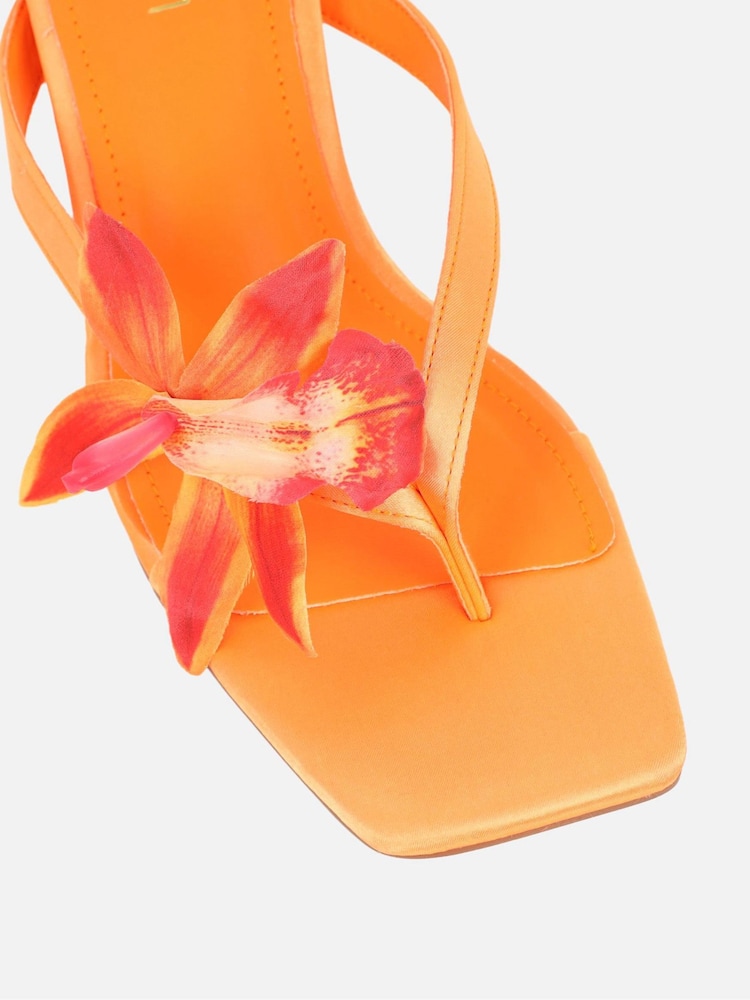 Simmi London Orange Ruby Flower Detail Mules - Image 4 of 4 Simmi London Orange Ruby Flower Detail Mules - Image 4 of 4