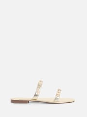 Simmi London Gold Chiara Shell Detail Slip On Flat Sandals - Image 2 of 4