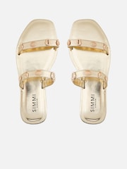 Simmi London Gold Chiara Shell Detail Slip On Flat Sandals - Image 3 of 4