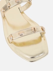 Simmi London Gold Chiara Shell Detail Slip On Flat Sandals - Image 4 of 4