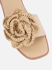 Simmi London Natural Ronda Flower Detail Slip-On Flat Sandals - Image 4 of 4