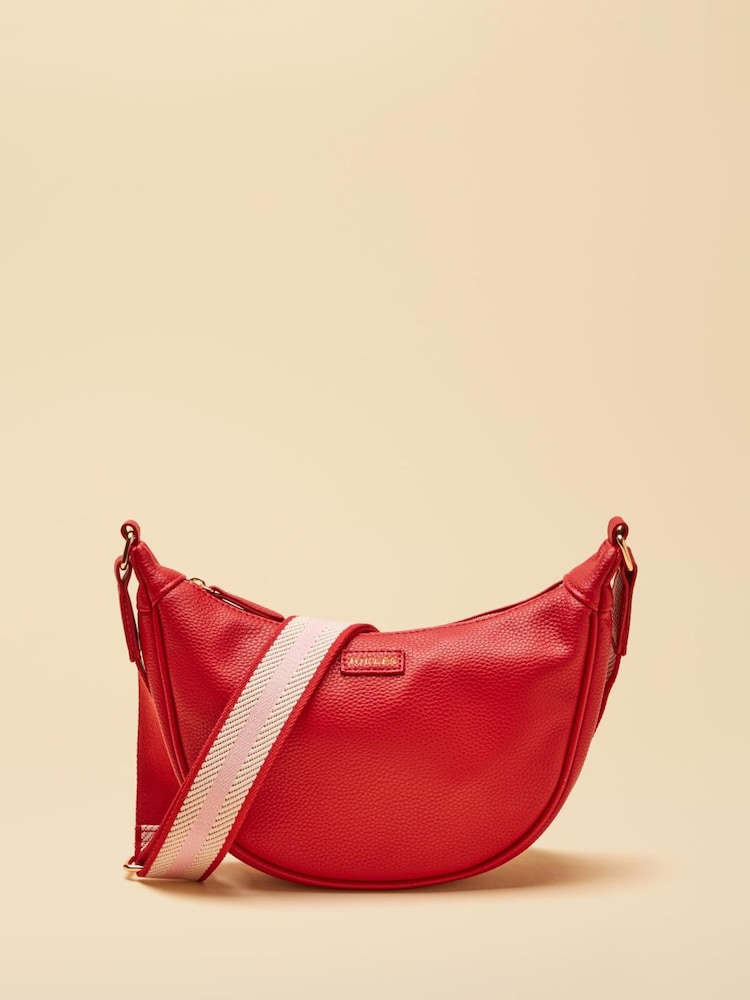 Joules Jade Red Half Moon Adjustable Cross-Body Bag - Image 1 of 9 Joules Jade Red Half Moon Adjustable Cross-Body Bag - Image 1 of 9