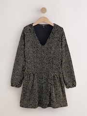 Gold Long Sleeve Sequin V-Neck Mini Dress - Image 6 of 8