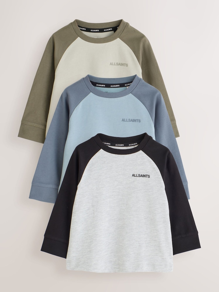 smALLSAINTS Multi Raglan Long Sleeve Tops 3 Pack - Image 1 of 7 smALLSAINTS Multi Raglan Long Sleeve Tops 3 Pack - Image 1 of 7