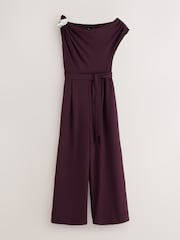 შინდისფერი წითელი - One Shoulder Ruched Occasion Jumpsuit - სურათი 5 8-დან