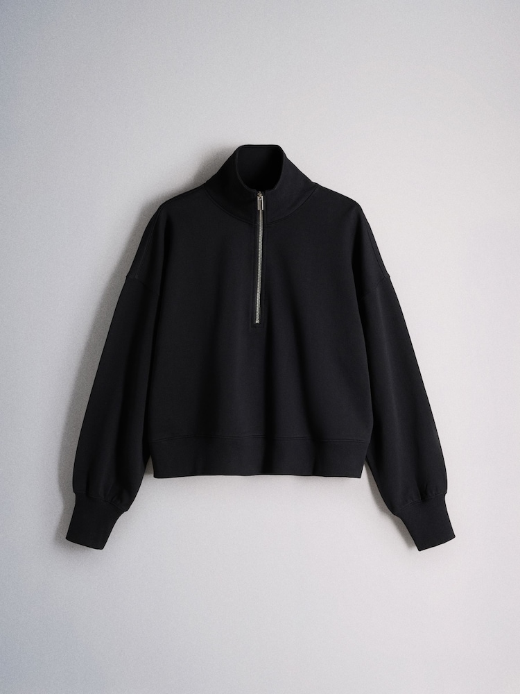 The Set Half Zip Funnel Neck Sweater Black - Image 1 of 3