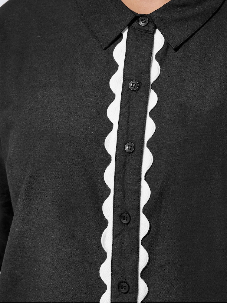 Yours Curve Black Limited Scallop Shirt - Image 4 of 4
