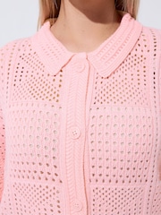 Yours Curve Pink Limited Crochet Shirt - Image 5 of 6