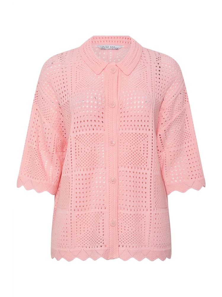 Yours Curve Pink Limited Crochet Shirt - Image 6 of 6