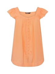 Yours Curve Orange Linen Blend Cap Sleeve Top - Image 5 of 5