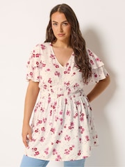 Yours Curve White Flutter Sleeve Top - Image 1 of 5