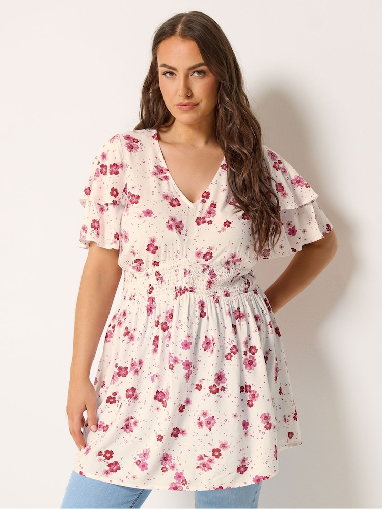Yours Curve White Flutter Sleeve Top - Image 1 of 5