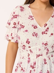Yours Curve White Flutter Sleeve Top - Image 4 of 5