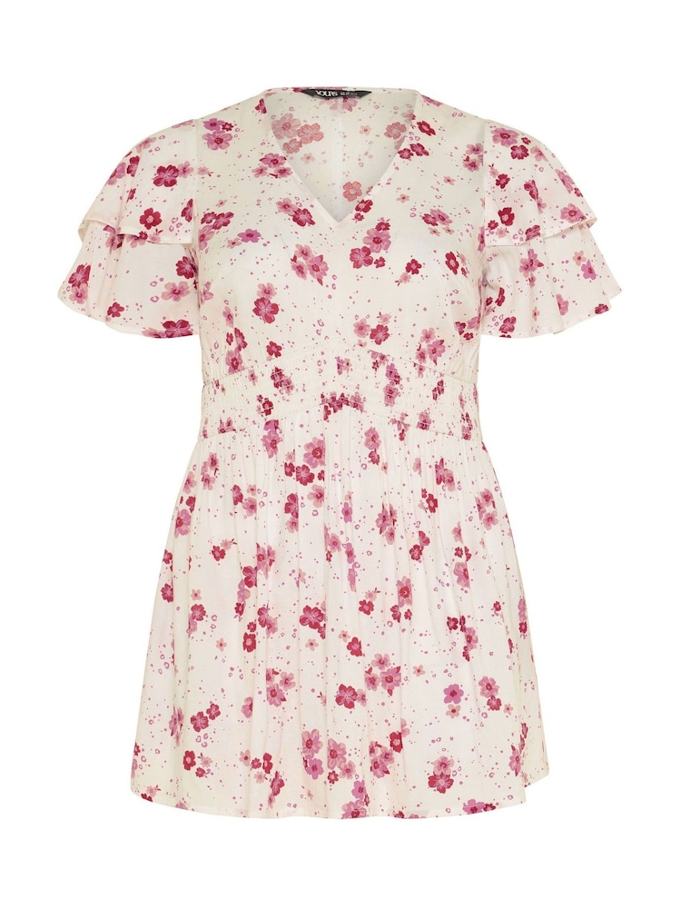 Yours Curve White Flutter Sleeve Top - Image 5 of 5