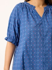 Yours Curve Blue Frill Neck Top - Image 4 of 5