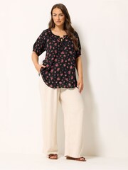 Yours Curve Black Boho Bardot Blouse - Image 2 of 5