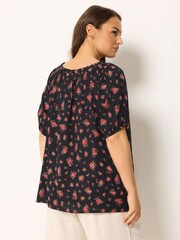 Yours Curve Black Boho Bardot Blouse - Image 3 of 5
