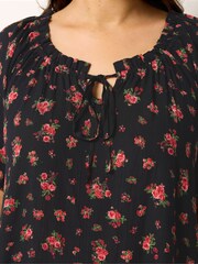 Yours Curve Black Boho Bardot Blouse - Image 4 of 5