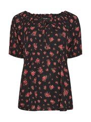 Yours Curve Black Boho Bardot Blouse - Image 5 of 5