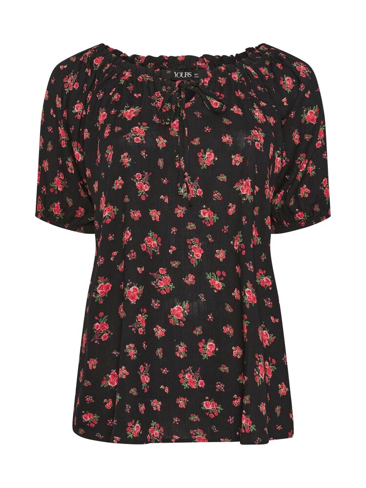 Yours Curve Black Boho Bardot Blouse - Image 5 of 5