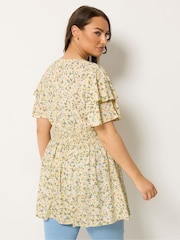 Yours Curve Yellow Flutter Sleeve Top - Image 3 of 5