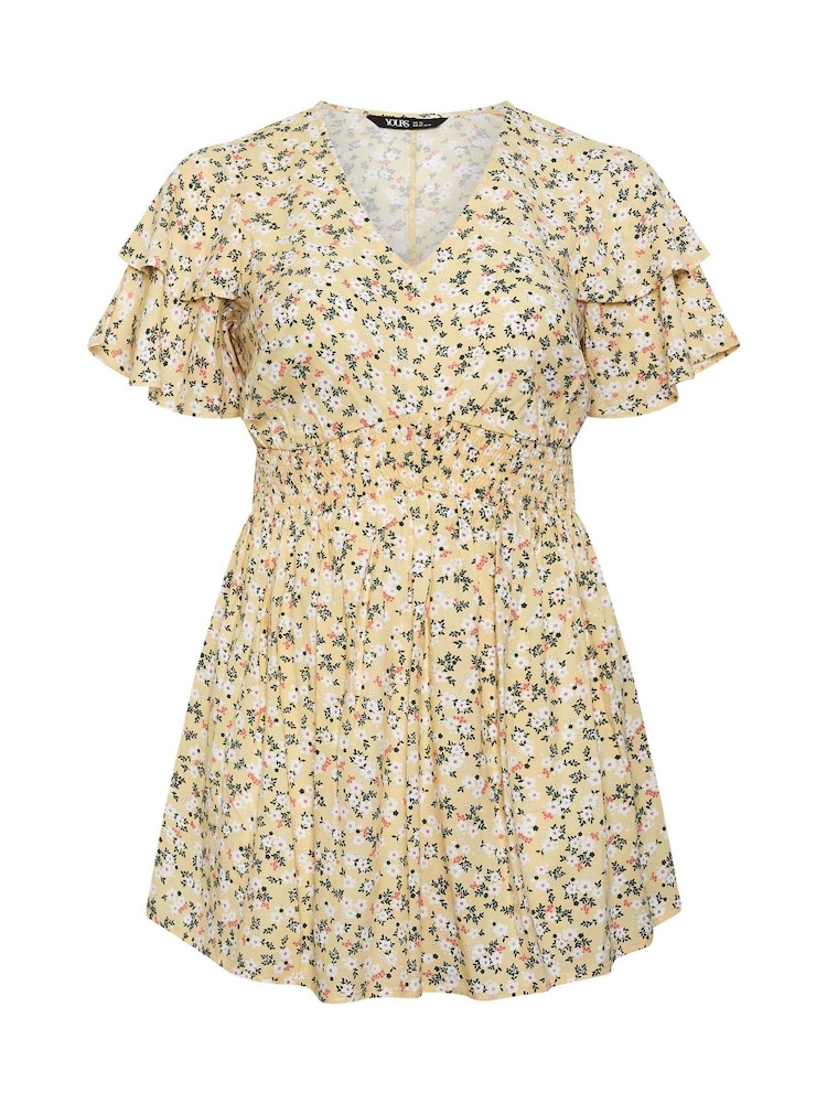 Yours Curve Yellow Flutter Sleeve Top - Image 5 of 5