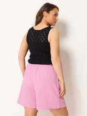 Yours Curve Pink Textured Woven Shorts - Image 2 of 5
