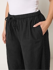 Yours Curve Black Crochet Side Wide Leg Trousers - Image 4 of 4
