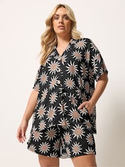 Yours Curve Black Resort Shorts - Image 1 of 5