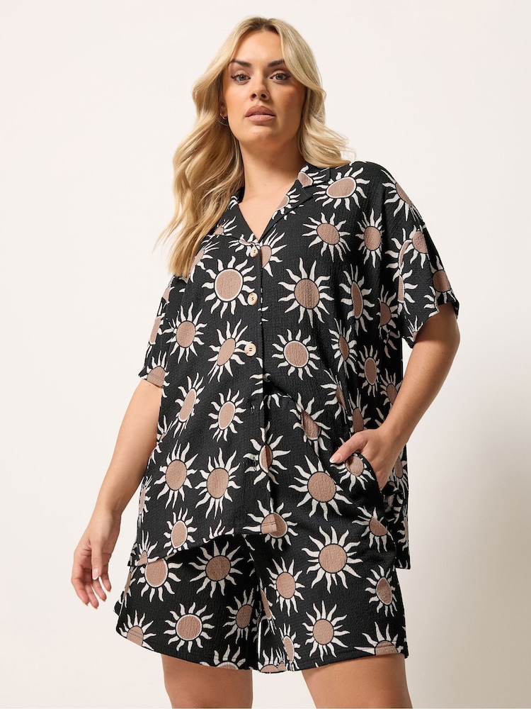 Yours Curve Black Resort Shorts - Image 1 of 5