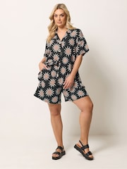 Yours Curve Black Resort Shorts - Image 3 of 5