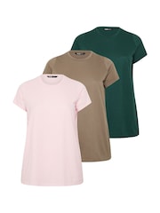 Yours Curve Brown Core T-Shirts 3 Pack - Image 6 of 6