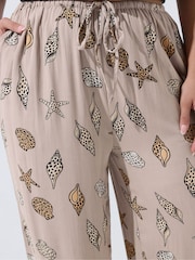 Yours Curve Brown/ Grey Limited Crinkle Trousers - Image 4 of 5