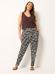 Yours Curve Black Leopard Print Double Pleated Hareem Trousers - Image 2 of 5