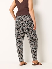 Yours Curve Black Leopard Print Double Pleated Hareem Trousers - Image 3 of 5