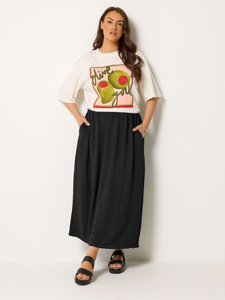 Yours Curve Black Airflow Midi Skirt - Image 2 of 5