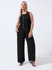 Yours Curve Black Limited Knitted Trousers - Image 3 of 5