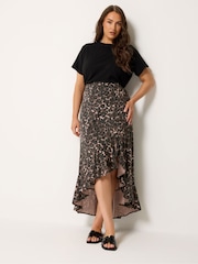 Yours Curve Brown Ruffle Maxi Skirt - Image 2 of 5