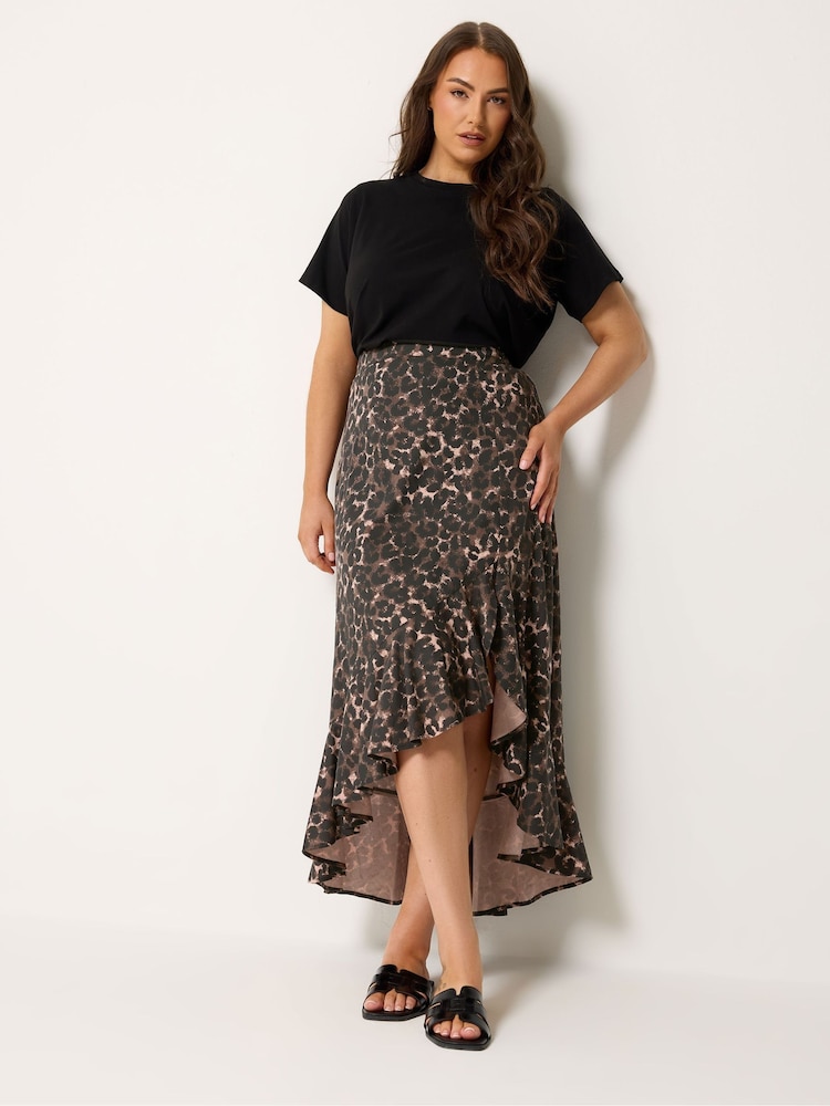 Yours Curve Brown Ruffle Maxi Skirt - Image 2 of 5