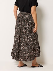 Yours Curve Brown Ruffle Maxi Skirt - Image 3 of 5