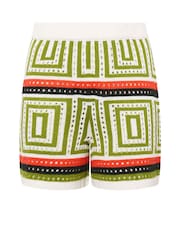 Yours Curve Green Limited Zig Zag Crochet Co-ord Shorts - Image 5 of 5