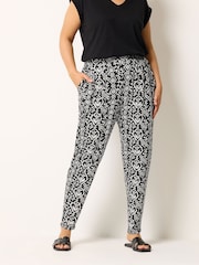 Yours Curve Black Ikat Double Pleated Hareem Trousers - Image 1 of 5