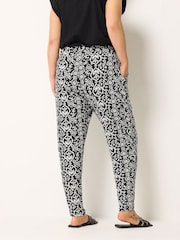 Yours Curve Black Ikat Double Pleated Hareem Trousers - Image 3 of 5