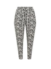 Yours Curve Black Ikat Double Pleated Hareem Trousers - Image 5 of 5