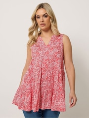 Yours Curve Orange Notch Neck Tiered Vest - Image 1 of 5