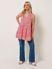 Yours Curve Orange Notch Neck Tiered Vest - Image 2 of 5