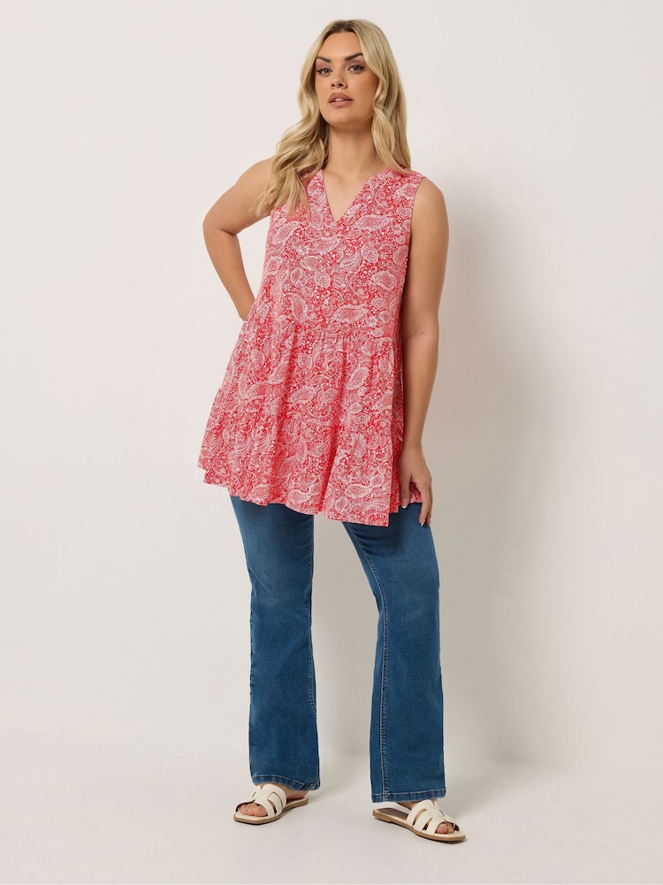 Yours Curve Orange Notch Neck Tiered Vest - Image 2 of 5 Yours Curve Orange Notch Neck Tiered Vest - Image 2 of 5