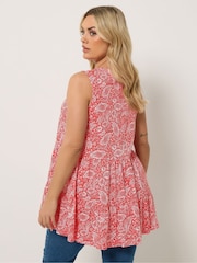 Yours Curve Orange Notch Neck Tiered Vest - Image 3 of 5